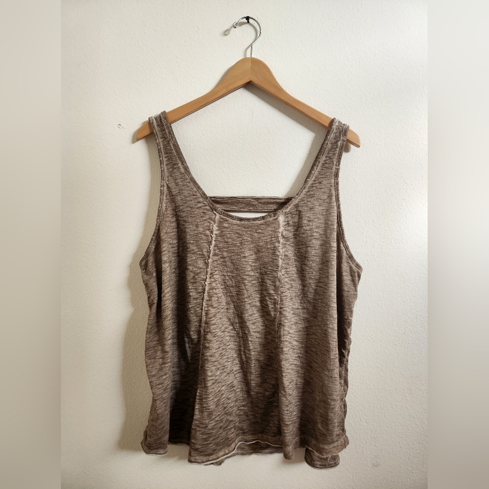 Melrose and Market Women's Tank Top Olive Green Space‎ Dye 2X XXL